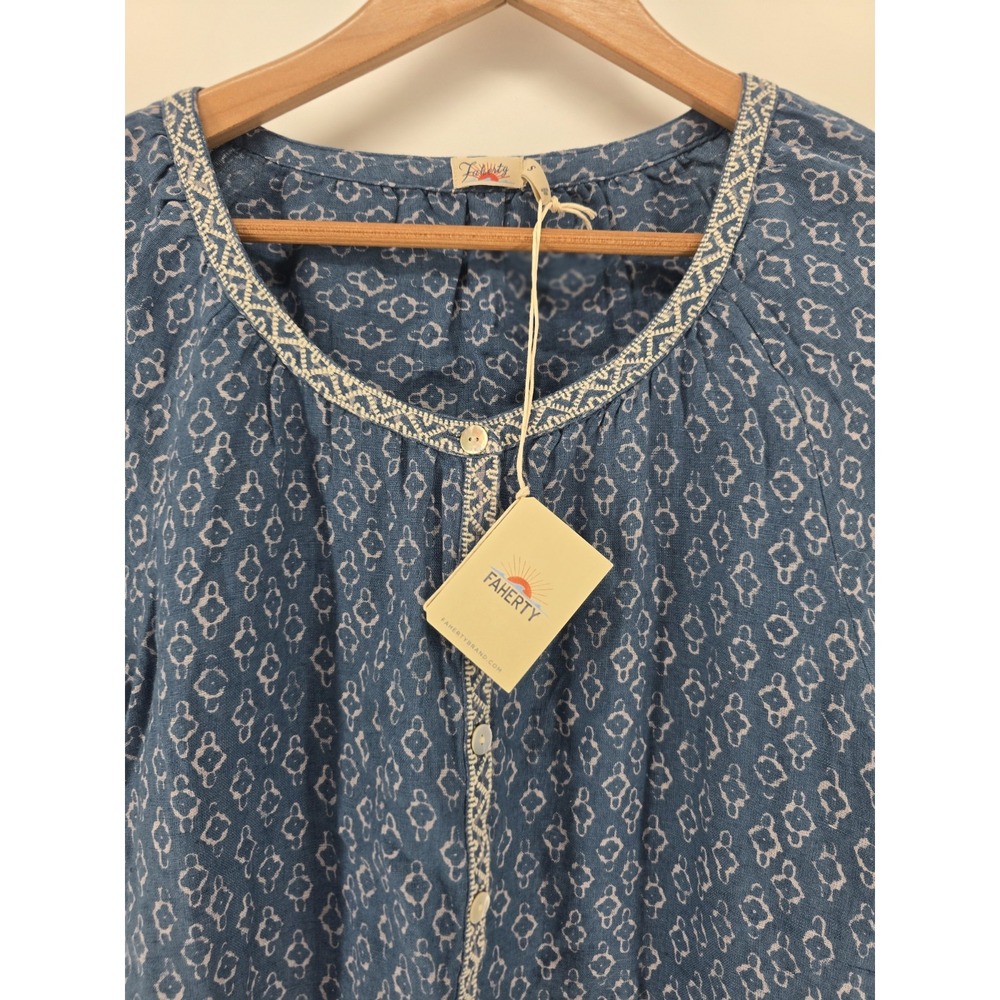 Faherty Blue Button-Front Mini Dress - Picture 4 of 6